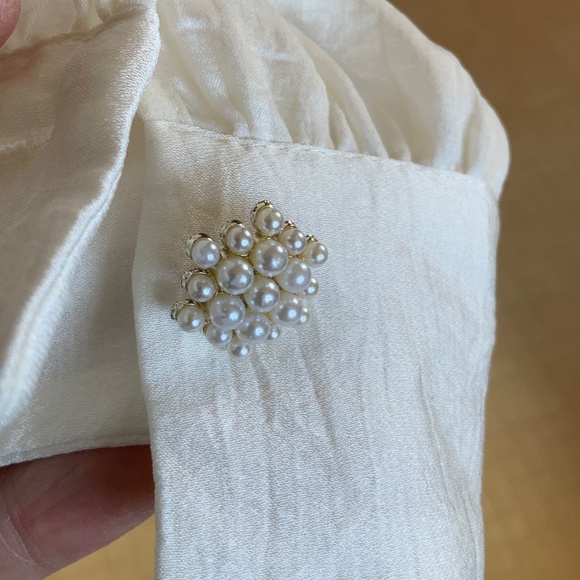 Pearl Button Front Blouse with Ties Zara - Picture 3 of 6